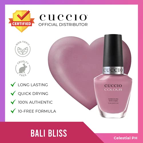 Cuccio Bali Bliss | Colour Mauve Lavender | 13ml | Long Lasting, Glossy, Vegan | Parben Free | No Yellowing | FREE from harmful Chemicals