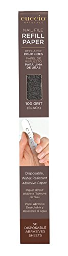 Cuccio 100 Grit Stainless Steel Nail File Refill, Black, 50 Count