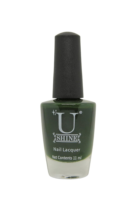 U Shine Ground Under |Deep Green Glossy |11ml |No Paraben, Nail Yellowing, Chipping, Cracking & Long Wear | Vegan & FREE from Harmful Chemicals