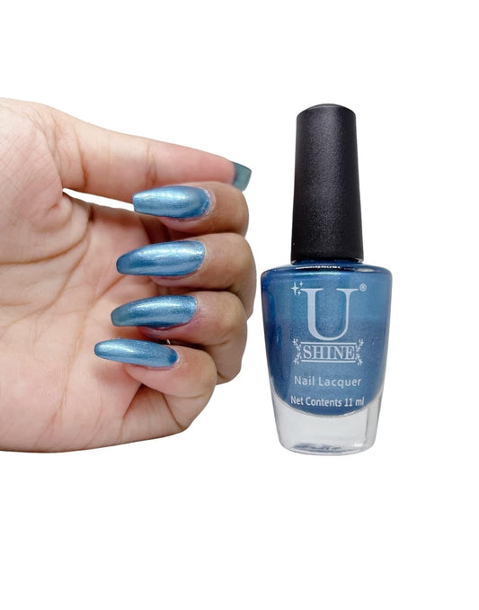 U Shine Fly Royal Airforce |Blue Shimmer |11ml |No Paraben, Nail Yellowing, Chipping, Cracking & Long Wear | Vegan & FREE from Harmful Chemicals