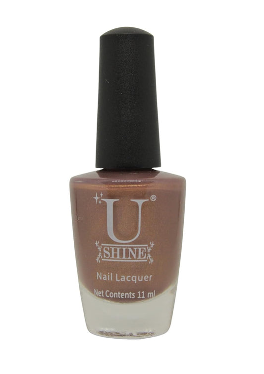 U Shine Paint City Brunette |Brown With Rose Gold Shimmer |11ml |No Paraben, Nail Yellowing, Chipping, Cracking & Long Wear | Vegan & FREE from Harmful Chemicals