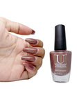 U Shine Paint City Brunette |Brown With Rose Gold Shimmer |11ml |No Paraben, Nail Yellowing, Chipping, Cracking & Long Wear | Vegan & FREE from Harmful Chemicals