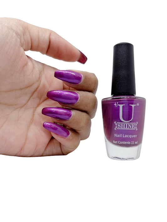 U Shine Vossanova Purple |Purple Glossy |11ml |No Paraben, Nail Yellowing, Chipping, Cracking & Long Wear | Vegan & FREE from Harmful Chemicals