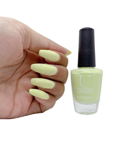 U Shine Fluroscent Slippers |Lime Green Pastel |11ml |No Paraben, Nail Yellowing, Chipping, Cracking & Long Wear | Vegan & FREE from Harmful Chemicals