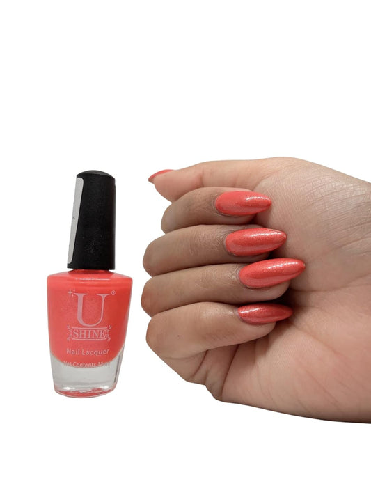 U Shine Coral Necklace |Coral Shimmer |11ml |No Paraben, Nail Yellowing, Chipping or Cracking & Long Wear | Vegan & FREE from Harmful Chemicals