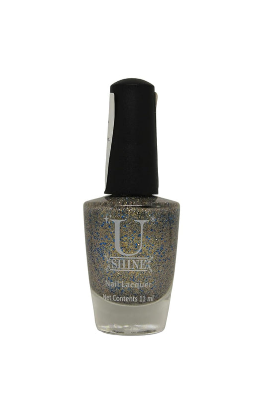 U Shine All Mixed Up |Fine Mix Of Silver & Light Blue Glitter Glitter |11ml |No Paraben, Nail Yellowing, Chipping or Cracking & Long Wear | Vegan & FREE from Harmful Chemicals