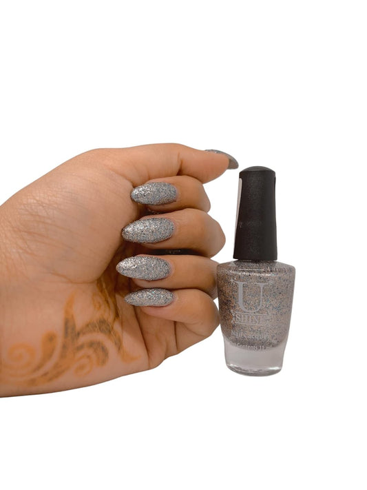 U Shine All Mixed Up |Fine Mix Of Silver & Light Blue Glitter Glitter |11ml |No Paraben, Nail Yellowing, Chipping or Cracking & Long Wear | Vegan & FREE from Harmful Chemicals