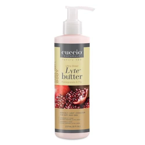 Cuccio Naturale Lyte Moisturizer & Replenishing Cream- Deep Hydration, Repairs Dry Skin- Pomegranate & Fig 237 ml