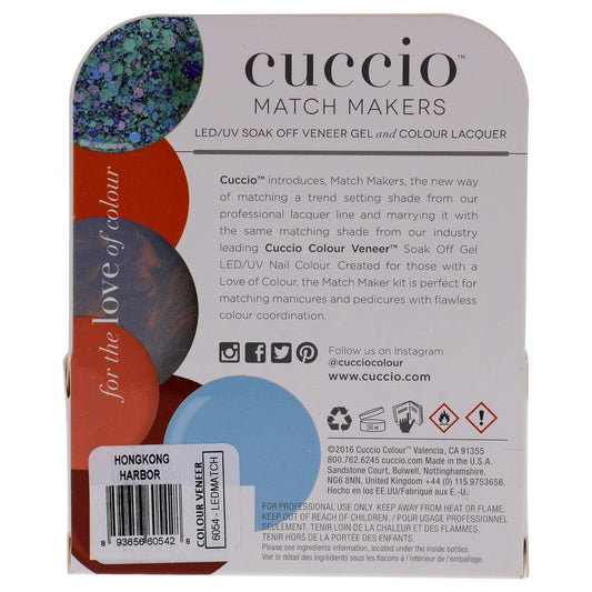 Cuccio Matchmaker - Colour Nail Lacquer & Veneer Gel Polish - Hong Kong Harbor - For Manicures & Pedicures, Full Coverage - Long Lasting, High Shine - Cruelty, Formaldehyde & Toluene Free - 2 pc