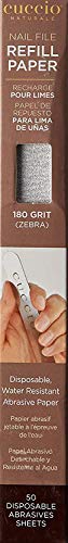 Cuccio 180 Frit Stainless Steel Nail File Refill, Zebra, 50 Count