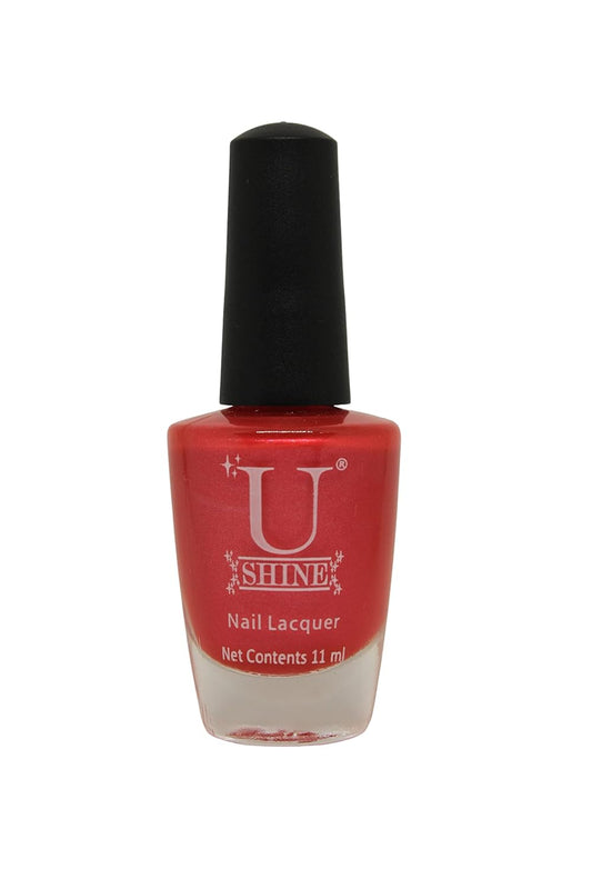 U Shine Blazing Orange |Coral Shimmer |11ml |No Paraben, Nail Yellowing, Chipping, Cracking & Long Wear | Vegan & FREE from Harmful Chemicals