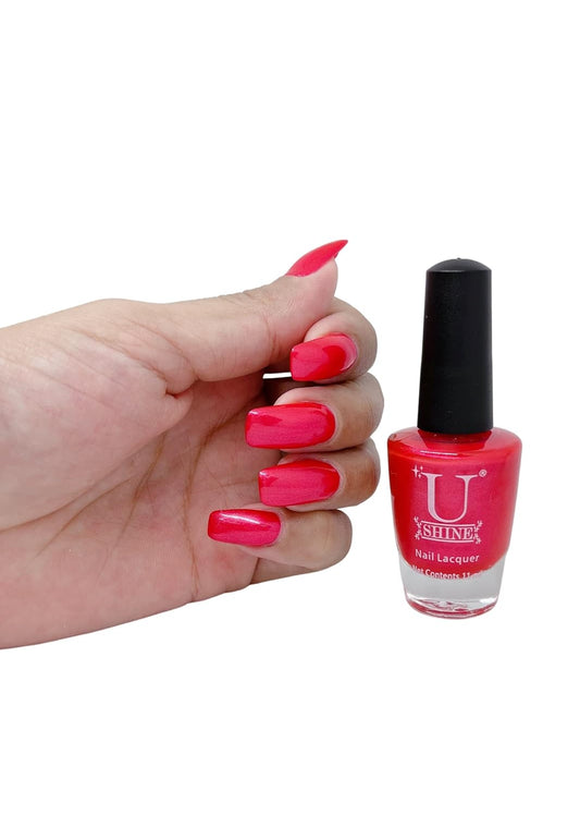 U Shine Blazing Orange |Coral Shimmer |11ml |No Paraben, Nail Yellowing, Chipping, Cracking & Long Wear | Vegan & FREE from Harmful Chemicals