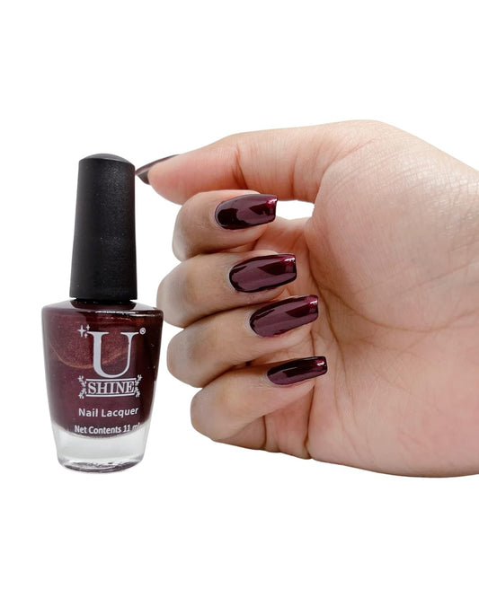 U Shine Garnett Maroon |Burgundy Glossy |11ml |No Paraben, Nail Yellowing, Chipping, Cracking & Long Wear | Vegan & FREE from Harmful Chemicals