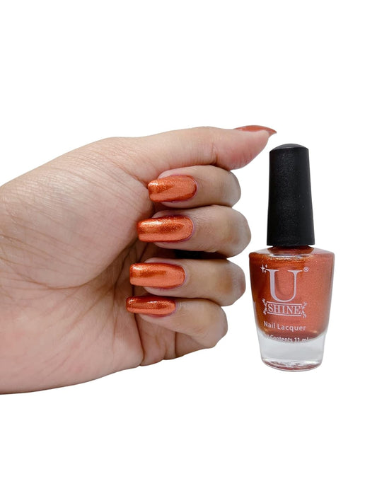 U Shine I'm Copper |Rust Glossy |11ml |No Paraben, Nail Yellowing, Chipping, Cracking & Long Wear | Vegan & FREE from Harmful Chemicals