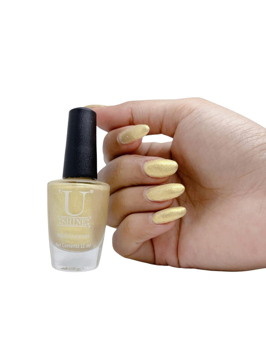 U Shine Pearl Shimmer |Gold Shimmer |11ml |No Paraben, Nail Yellowing, Chipping, Cracking & Long Wear | Vegan & FREE from Harmful Chemicals