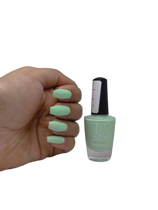 U Shine Gingham Green|Sea Green|Pastel|11ml |No Paraben, Nail Yellowing, Chipping or Cracking & Long Wear | Vegan & FREE from Harmful Chemicals